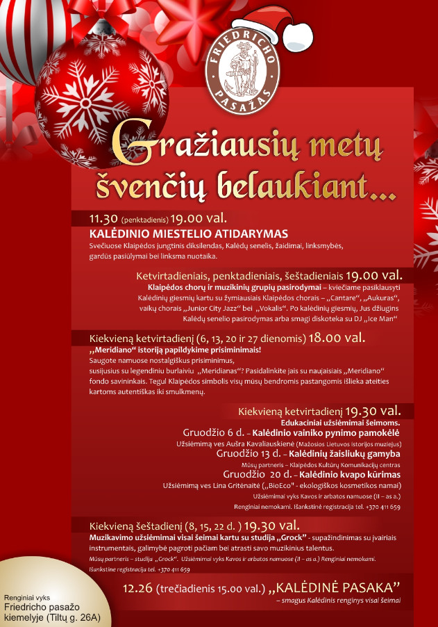 Kalėdinių renginių programa